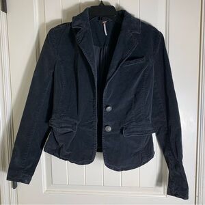 Free People Black Corduroy Blazer With Metal Button Detail Size Small